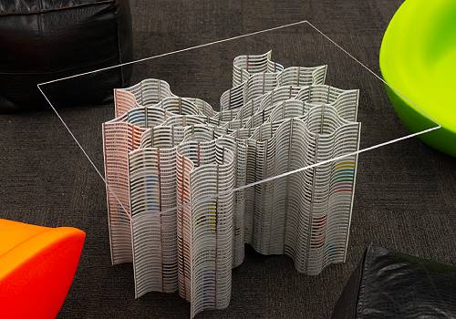 Design Awards Winner - Xuanhao LLC - PP Hive: table stands upcycled from PE bags and newspaper